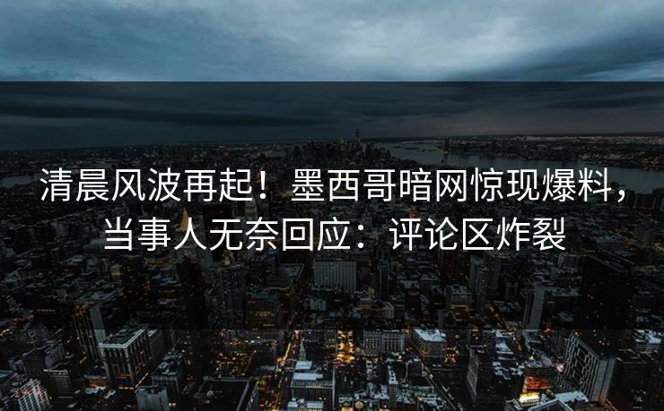 清晨风波再起！墨西哥暗网惊现爆料，当事人无奈回应：评论区炸裂