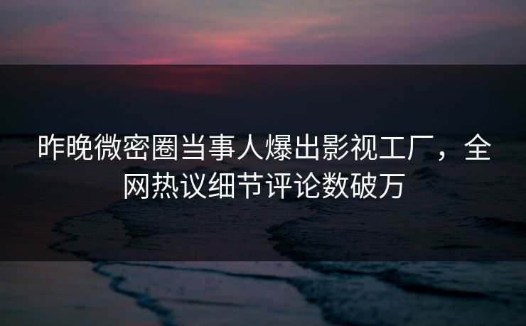 昨晚微密圈当事人爆出影视工厂，全网热议细节评论数破万