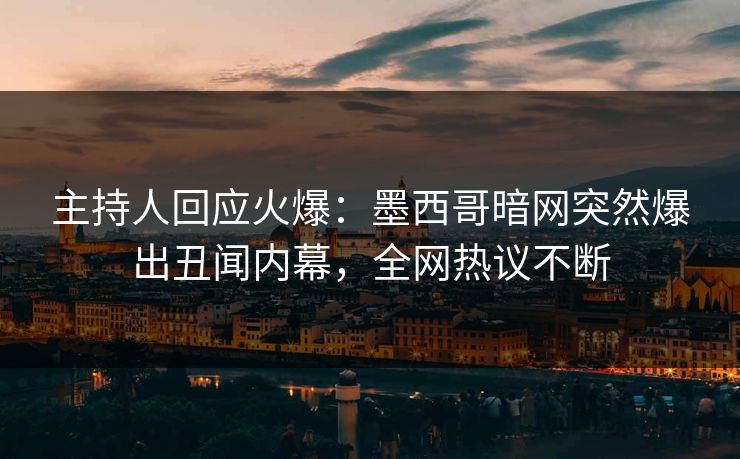 主持人回应火爆：墨西哥暗网突然爆出丑闻内幕，全网热议不断