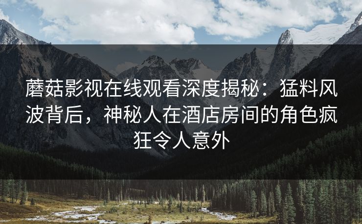 蘑菇影视在线观看深度揭秘：猛料风波背后，神秘人在酒店房间的角色疯狂令人意外