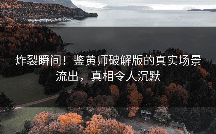 炸裂瞬间！鉴黄师破解版的真实场景流出，真相令人沉默