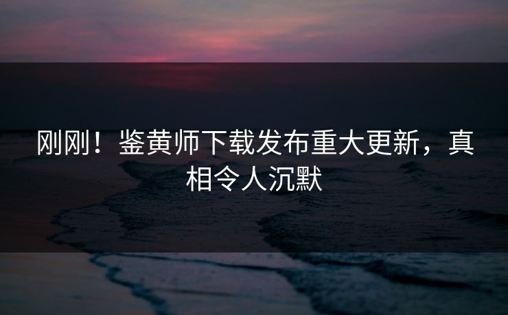 刚刚！鉴黄师下载发布重大更新，真相令人沉默