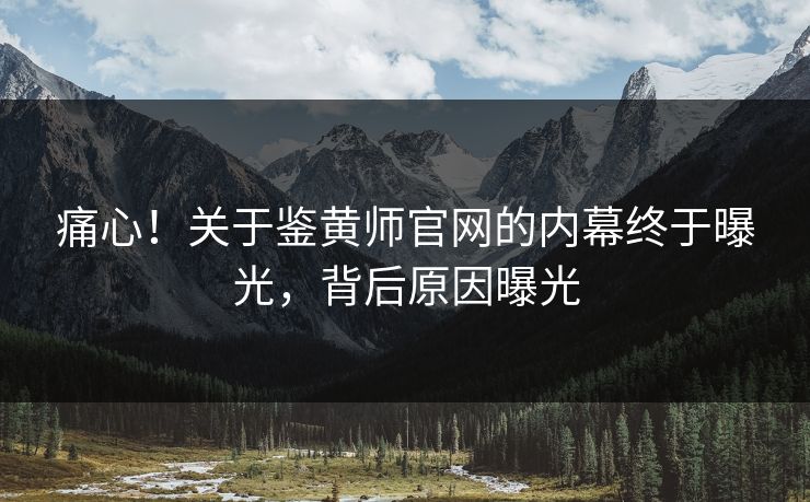 痛心！关于鉴黄师官网的内幕终于曝光，背后原因曝光