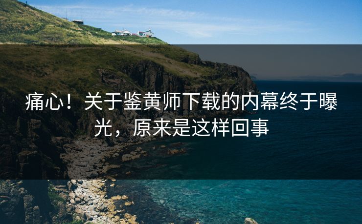 痛心！关于鉴黄师下载的内幕终于曝光，原来是这样回事