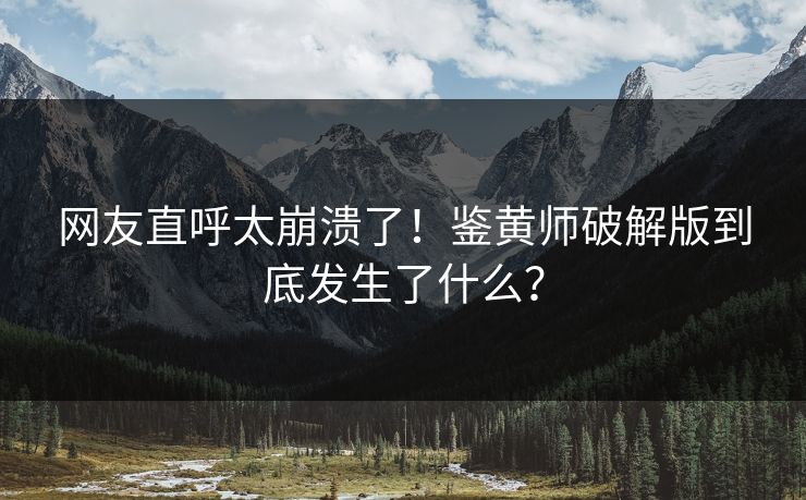 网友直呼太崩溃了！鉴黄师破解版到底发生了什么？
