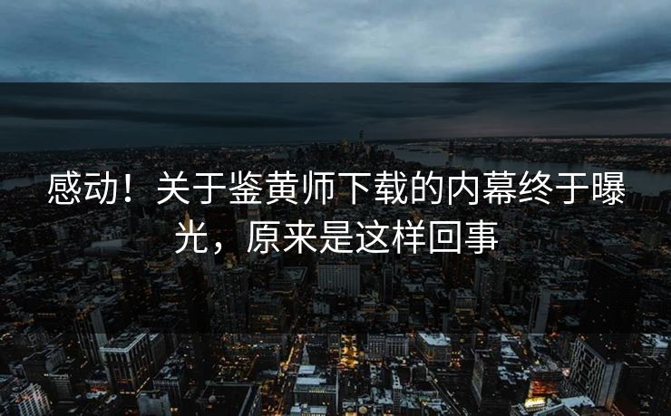 感动！关于鉴黄师下载的内幕终于曝光，原来是这样回事