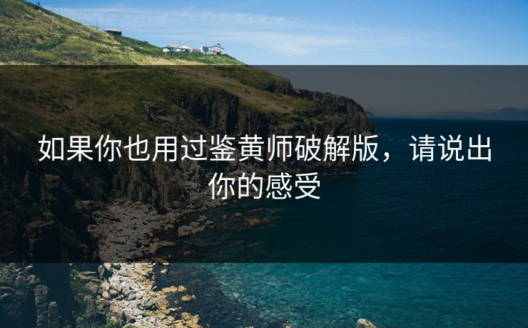 如果你也用过鉴黄师破解版，请说出你的感受