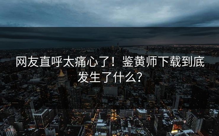网友直呼太痛心了！鉴黄师下载到底发生了什么？