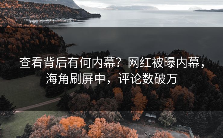 查看背后有何内幕？网红被曝内幕，海角刷屏中，评论数破万